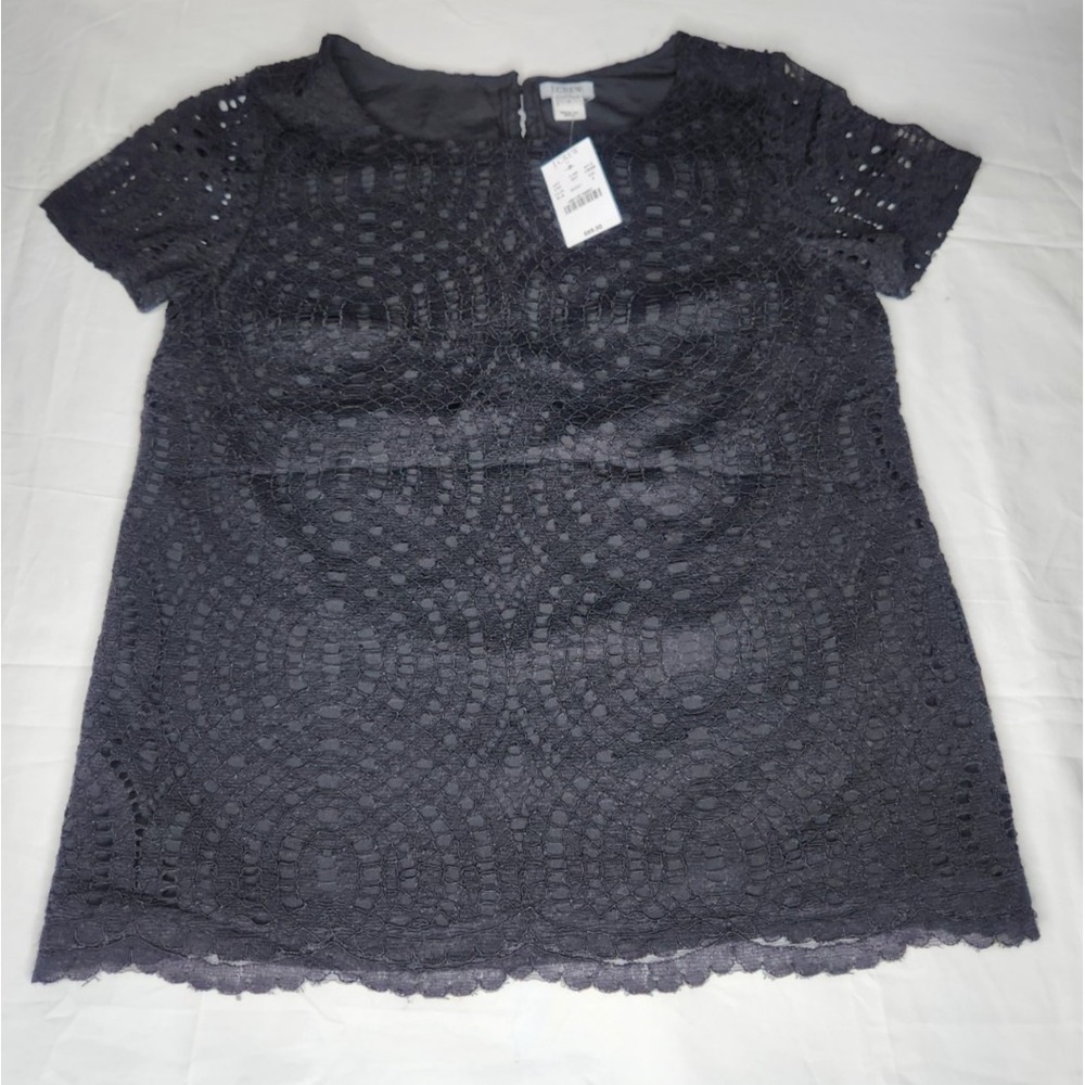 J.Crew Black, Lace & Lined Fine‎ Blouse, Shirt, Top Style H5526 Size 2